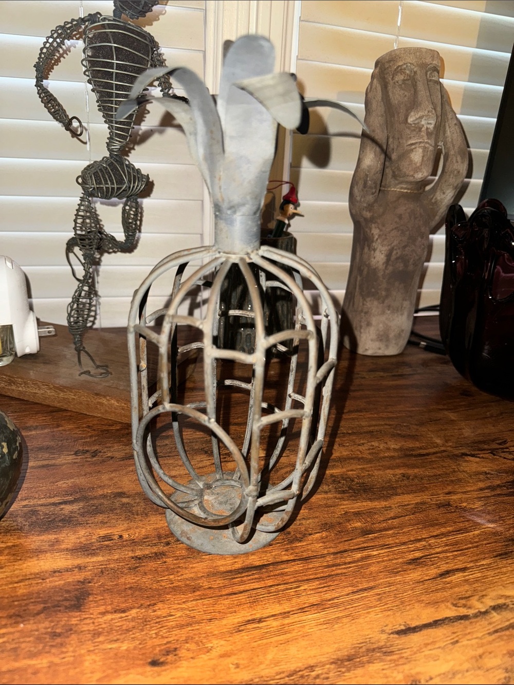 Vintage Tommy Bahama Rustic Metal Pineapple Decorative Sculpture